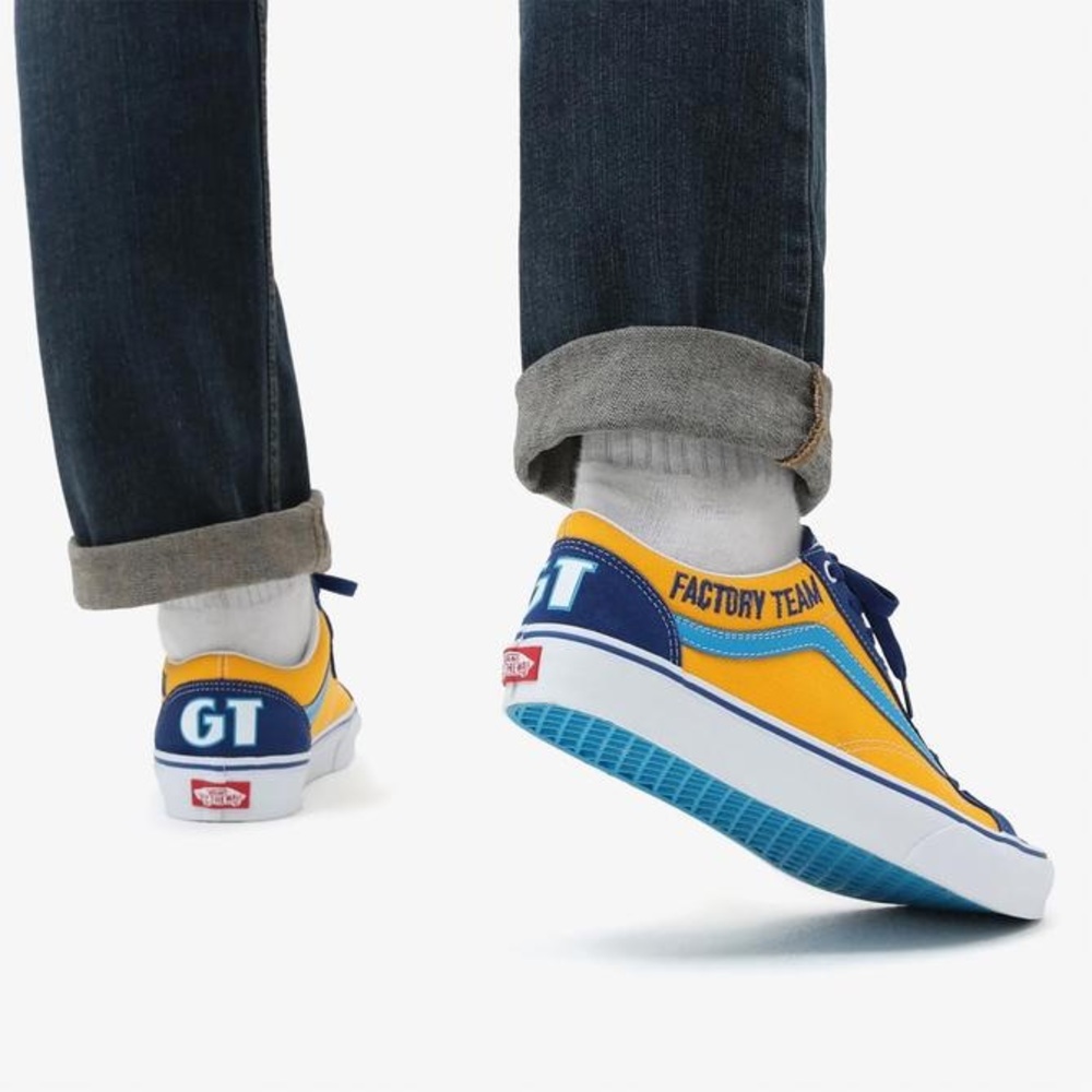 Vans x Our Legends BMX Dyno GT Sneakers sz M7 W8.5 Blue Yellow Suede Cap Cycling